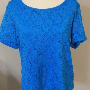Company by Ellen Tracy Lace Flower Patterned Shirt